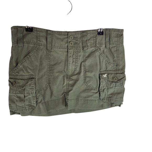 Vtg Y2k Hollister Low Rise Micro Mini Khaki Green Mini Skirt - Picture 1 of 9